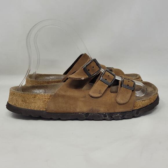 Birkenstock Betula Sandals Womens EU7 US6.5 Brown Nubuck Triple Straps Buckles - Picture 2 of 14
